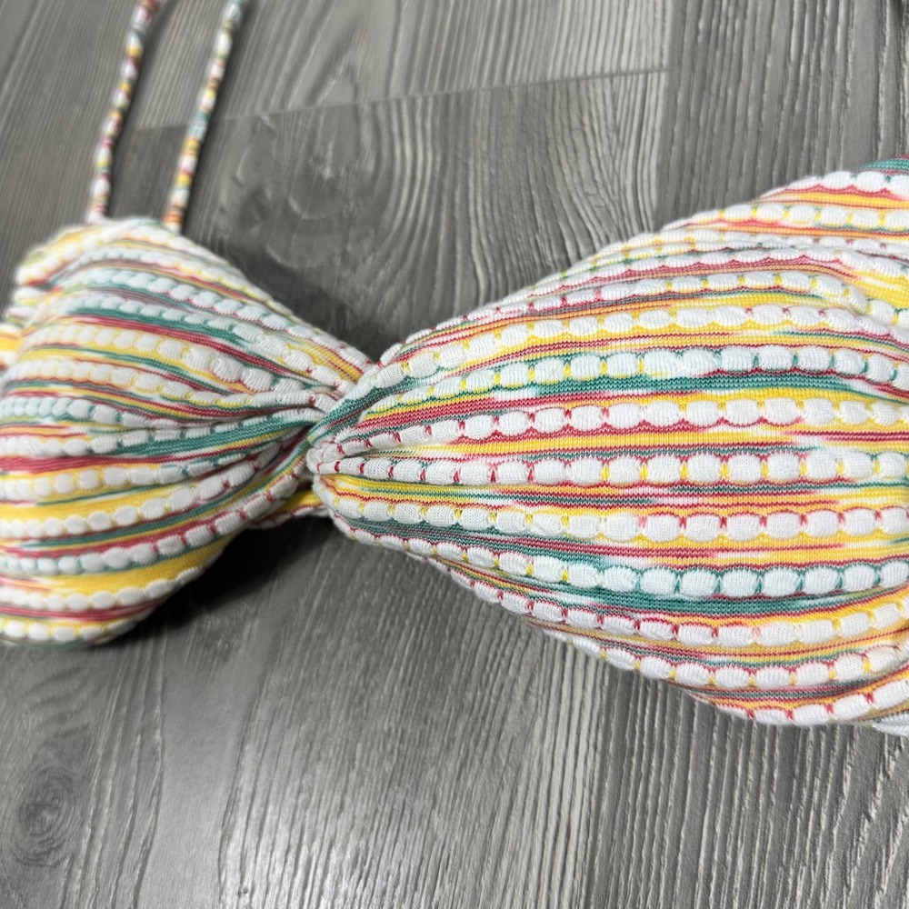 Multicolor Twist Front Bikini Top‎ - SIZE L Summer Vacation Beach Striped - Picture 2 of 4